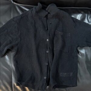 ZARA Relaxed Men's Black Textured Shirt